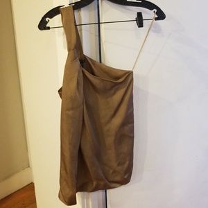 Bronze Theory one-shoulder silk blouse